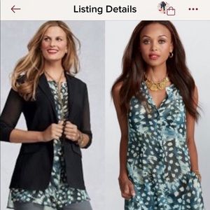 CAbi Avery blue button down sheer tunic